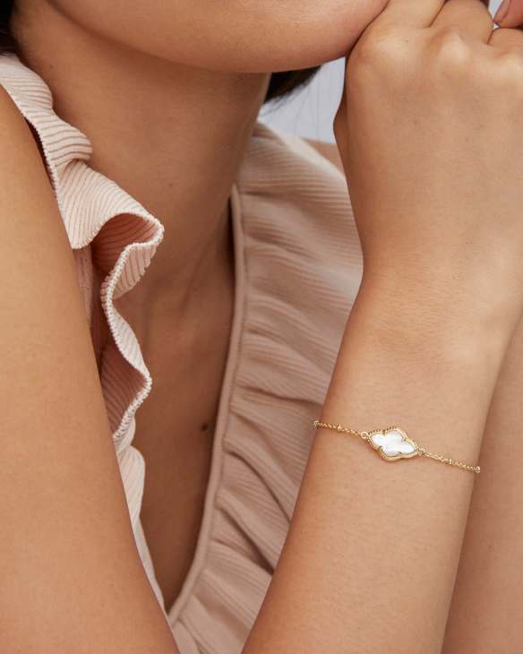 Abbie Gold Satellite Chain Bracelet in Ivory Mother-of-Pearl